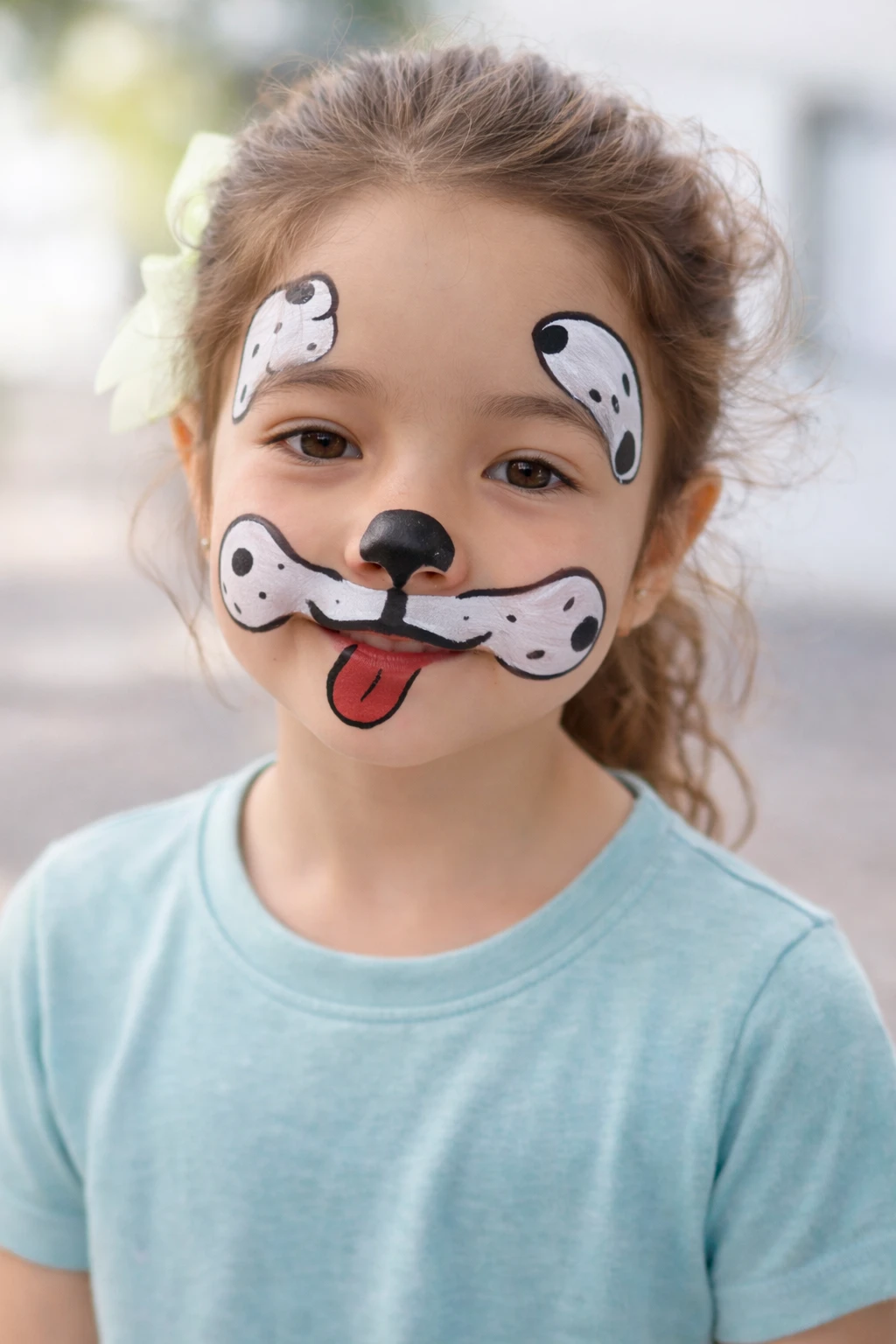 Niña con maquillaje de perrito dálmata